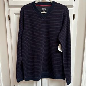 NWT Mountain Hardwear Men’s Melbu Stripe Wool Blend V-Neck Sweater Size Medium